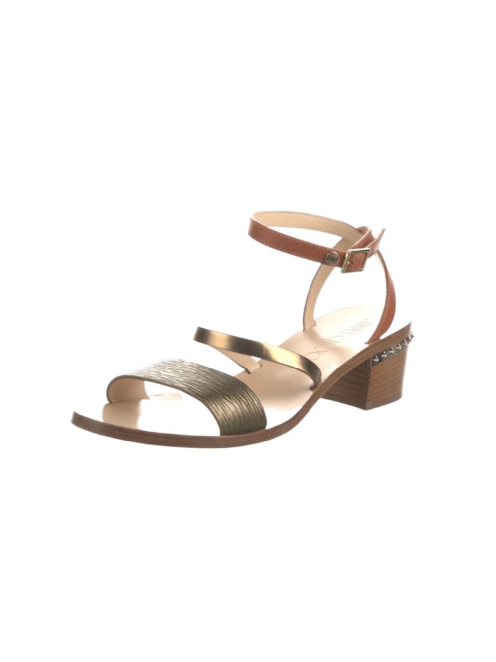 Jimmy Choo Star Studded Sandals Womens 36.5 6.5 Brown Tan Leather Block Heels